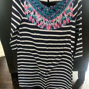 Lilly Pulitzer Navy and White Striped Dress with Pink and Blue Accents